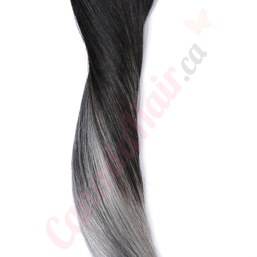 Invisible Wire Extensions Ombre Grey 100 Real Human Hair 14 inches Canada Hair